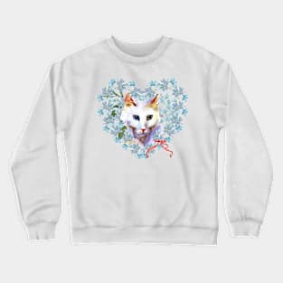 Cats Heart with Forget Me Nots Crewneck Sweatshirt